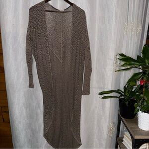 Brown Ribbed Long Sleeve Dolman Sweater Dress